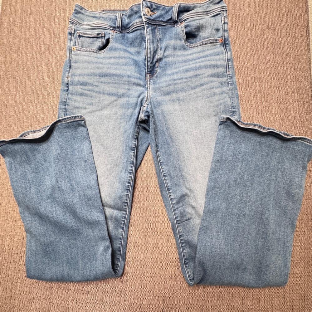 American Eagle Kick Boot Next Level Stretch Jeans Medium Wash Blue Size 12 Long